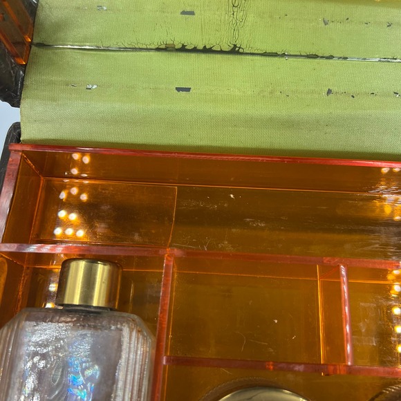 Vintage Snake Skin Mini Train Travel Case Carry On Luggage Handle MCM Distressed - Picture 6 of 16